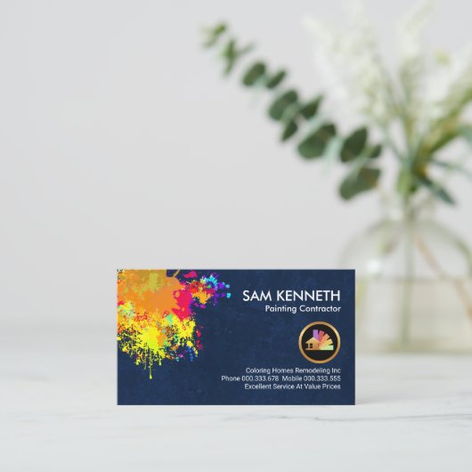 Verf Splatter op Peeling Wallpaper Visitekaartje (Staand voorkant)