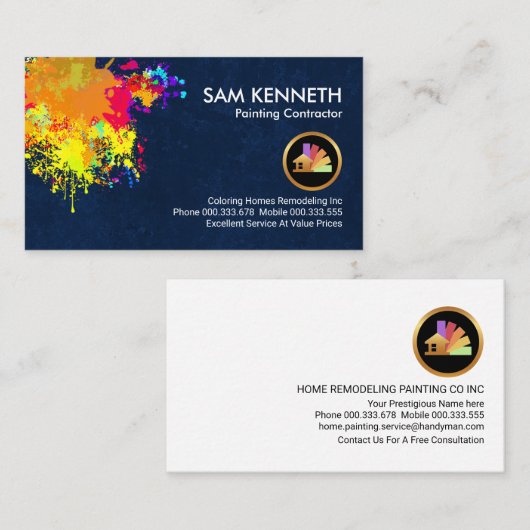 Verf Splatter op Peeling Wallpaper Visitekaartje (Voorkant / Achterkant)