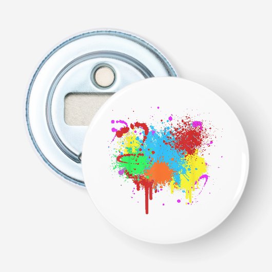 Verf Splatter Schilderij Abstracte Kunstverf Button Flesopener (Voorkant)