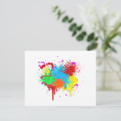 Verf Splatter Schilderij Abstracte Kunstverf Feestdagenkaart (Staand voorkant)