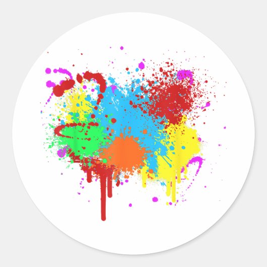 Verf Splatter Schilderij Abstracte Kunstverf Ronde Sticker (Voorkant)
