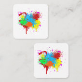 Verf Splatter Schilderij Abstracte Kunstverf Vierkante Visitekaartje (Voorkant / Achterkant)