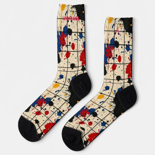 Verf Splatter Sokken met Levendig Abstract Ontwerp (Links)