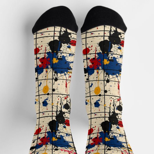 Verf Splatter Sokken met Levendig Abstract Ontwerp (Top)
