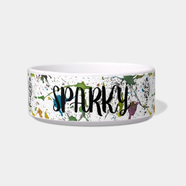 Verf Splatter Splash Pet Bowl Aangepaste naam Voerbakje