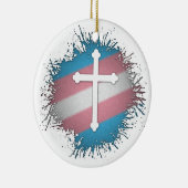 Verf Splatter Transgender Pride Christelijke kruis Keramisch Ornament (Rechts)