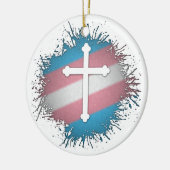 Verf Splatter Transgender Pride Christelijke kruis Keramisch Ornament (Links)