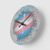 Verf Splatter Transgender Pride Christelijke kruis Ronde Klok (Hoek)