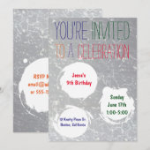 Verf Splatter uitnodigen | Kleurrijke Kinder parti Kaart (Voorkant / Achterkant)