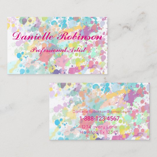 Verf Splatter Visitekaartje (Voorkant / Achterkant)