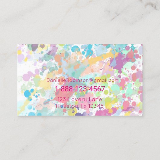 Verf Splatter Visitekaartje (Achterkant)