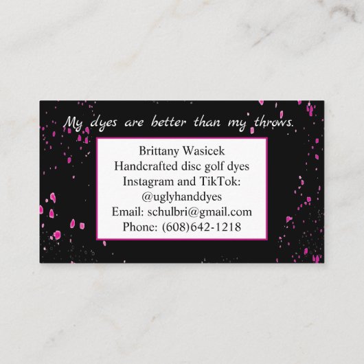 Verf Splatter Visitekaartje (Achterkant)