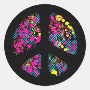 VERF SPLATTER VREDESTEKEN RONDE STICKER