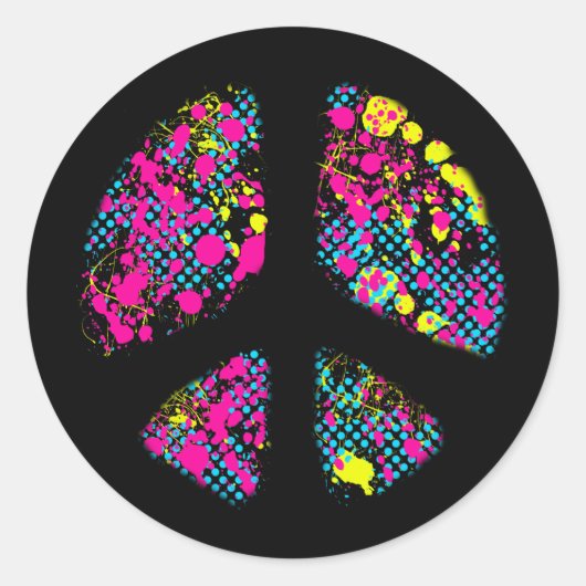 VERF SPLATTER VREDESTEKEN RONDE STICKER (Voorkant)