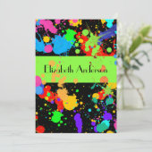 Verf Splatter, zoete zestien, Aangepaste uitnodigi Kaart (Staand voorkant)