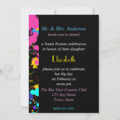 Verf Splatter, zoete zestien, Aangepaste uitnodigi Kaart (Achterkant)