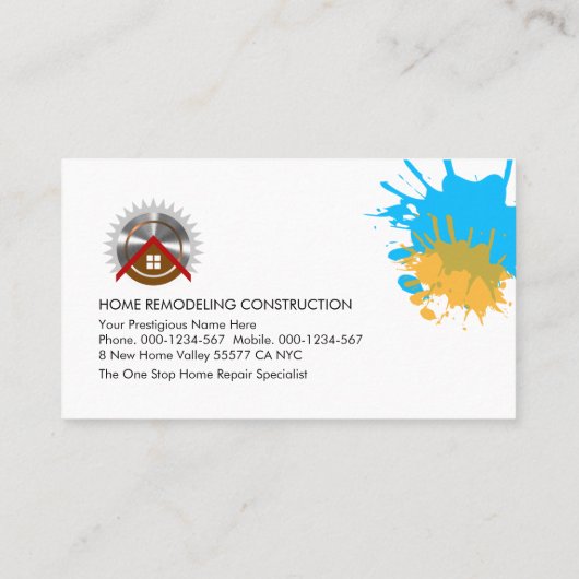 Verf Splattered Dirty Wall Handyman Tools Visitekaartje (Achterkant)