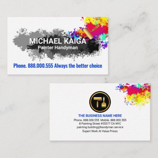 Verf Spletters Home Schilderen Service Visitekaartje (Voorkant / Achterkant)