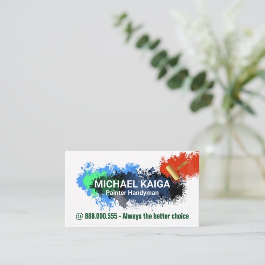 Verf Spletters Schilderij Service Visitekaartje (Staand voorkant)