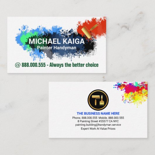 Verf Spletters Schilderij Service Visitekaartje (Voorkant / Achterkant)