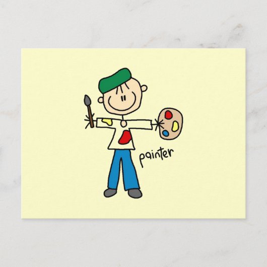 Verf Stickfiguur Briefkaart (Voorkant)