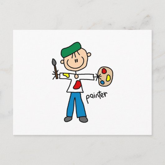 Verf Stickfiguur Briefkaart (Voorkant)