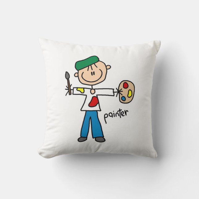 Verf Stickfiguur Kussen (Voorkant)