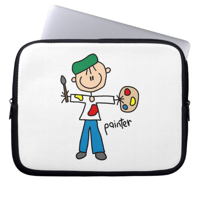 Verf Stickfiguur Laptop Sleeve (Voorkant)