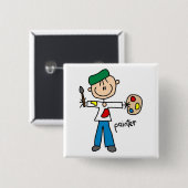 Verf Stickfiguur Vierkante Button 5,1 Cm (Voorkant /achterkant)