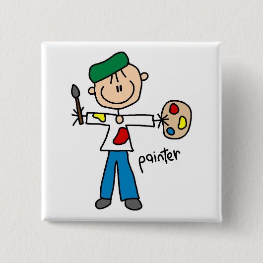 Verf Stickfiguur Vierkante Button 5,1 Cm (Voorkant)