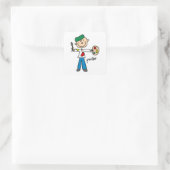 Verf Stickfiguur Vierkante Sticker (Tas)