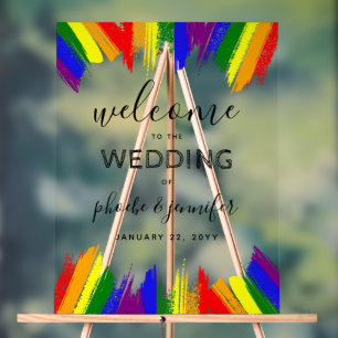 Verf streken Pride vlag LGBTQ Bruiloft Acryl Bord