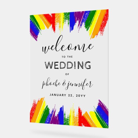 Verf streken Pride vlag LGBTQ Bruiloft Acryl Bord (Hoek)