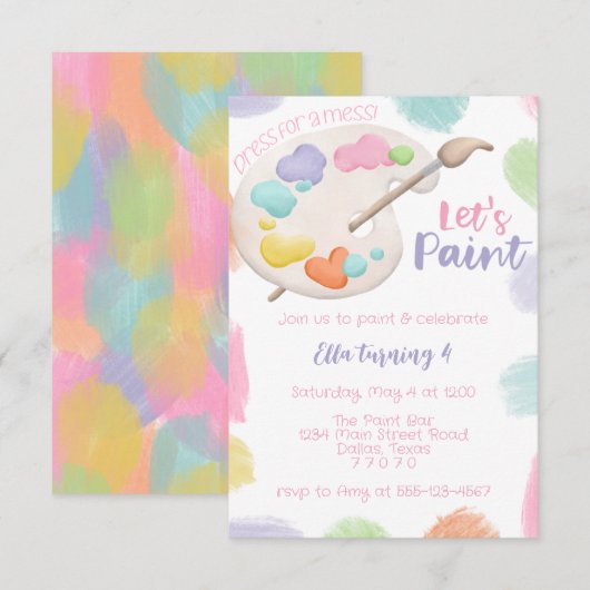 Verf Uitnodiging Voor Feestje (Voorkant / Achterkant)