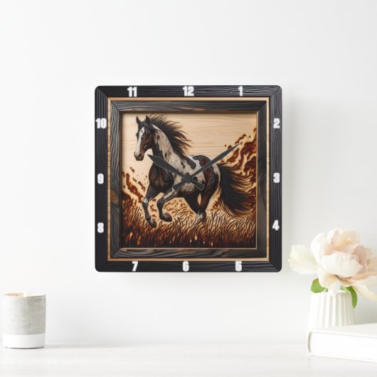 Verf Veld: Zonovergoten Trot Hout Custom Design Vierkante Klok (Huis)