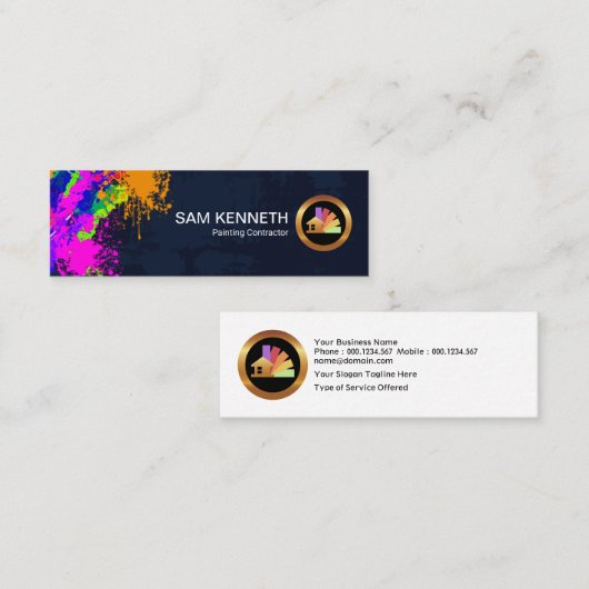 Verf Verf Schilderplaat Blauwe Grunge Peeling Mini Visitekaartje (Voorkant / Achterkant)