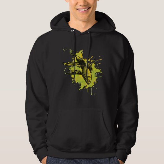Verf Vis Zwart Hoodie (Voorkant)