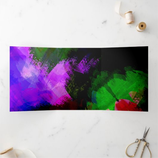 Verf voor abstracte waterverf 2 drieluik wenskaart (Binnen)