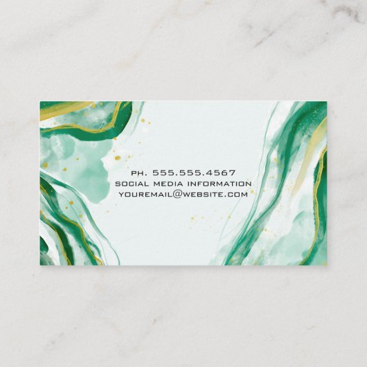 Verf voor groene artistieke Waterverf Visitekaartje (Achterkant)