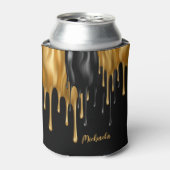 Verf voor zwart en gouddruppels op maat blikjeskoeler (Blikje Voorkant)