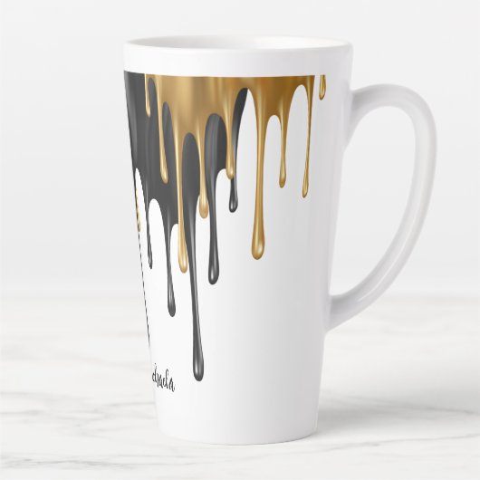 Verf voor zwart en gouddruppels op maat latte mok (Rechts)