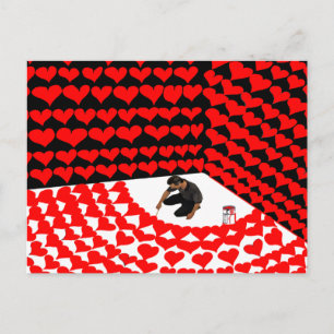 Verf zelf in een hoek met rood hart voor liefde briefkaart
