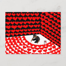 Verf zelf in een hoek met rood hart voor liefde briefkaart