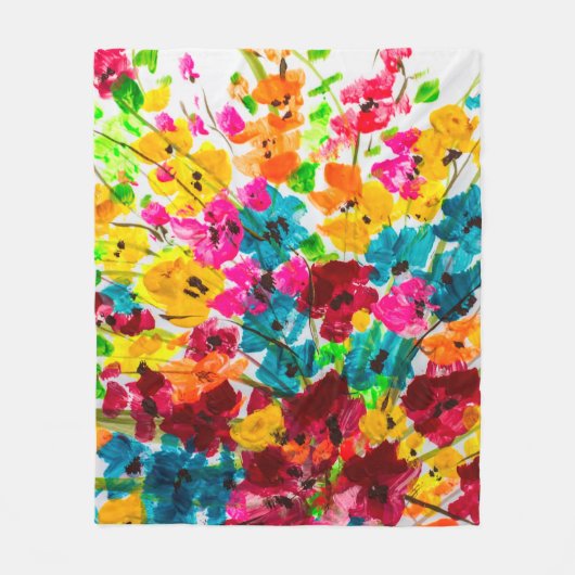 verfbloemen textuur, schilderend heldere fl fleece deken (Voorkant)