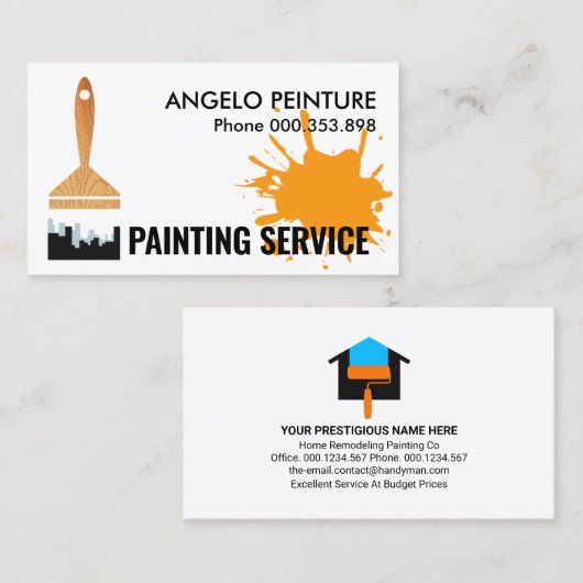 verfborstel stad silhouet borstels visitekaartje (Voorkant / Achterkant)