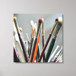 Verfborstels drogen in het zonlicht canvas afdruk