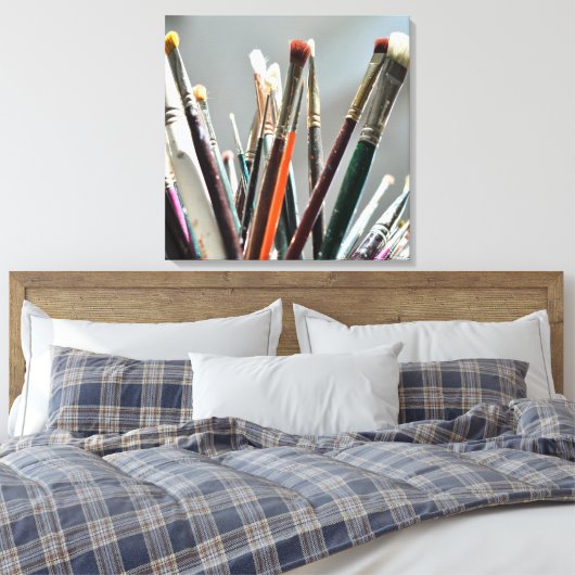 Verfborstels drogen in het zonlicht canvas afdruk (Insitu (Slaapkamer))