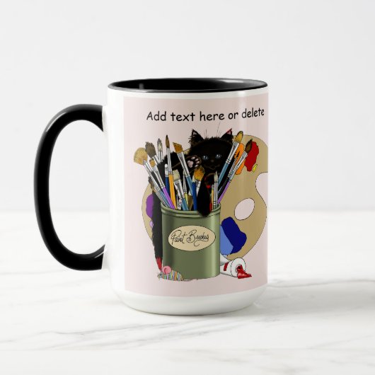 verfborstels pallet zwart kitten artiest mok (Links)