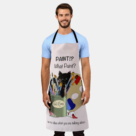 verfborstels pallet zwart kitten artiest schort (Gedragen)