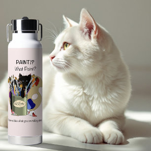 verfborstels pallet zwart kitten artiest waterfles